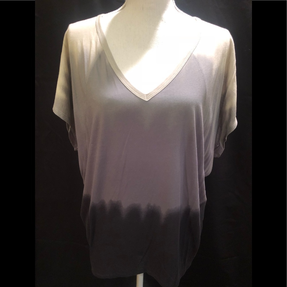 Vince Tie Dye Short Sleeve V-Neck Top Size L